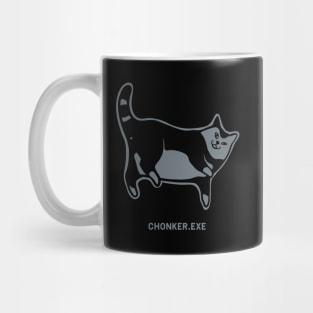 Cat exe has stopped working. Cute chonker laying on the floor  in grey ink Mug